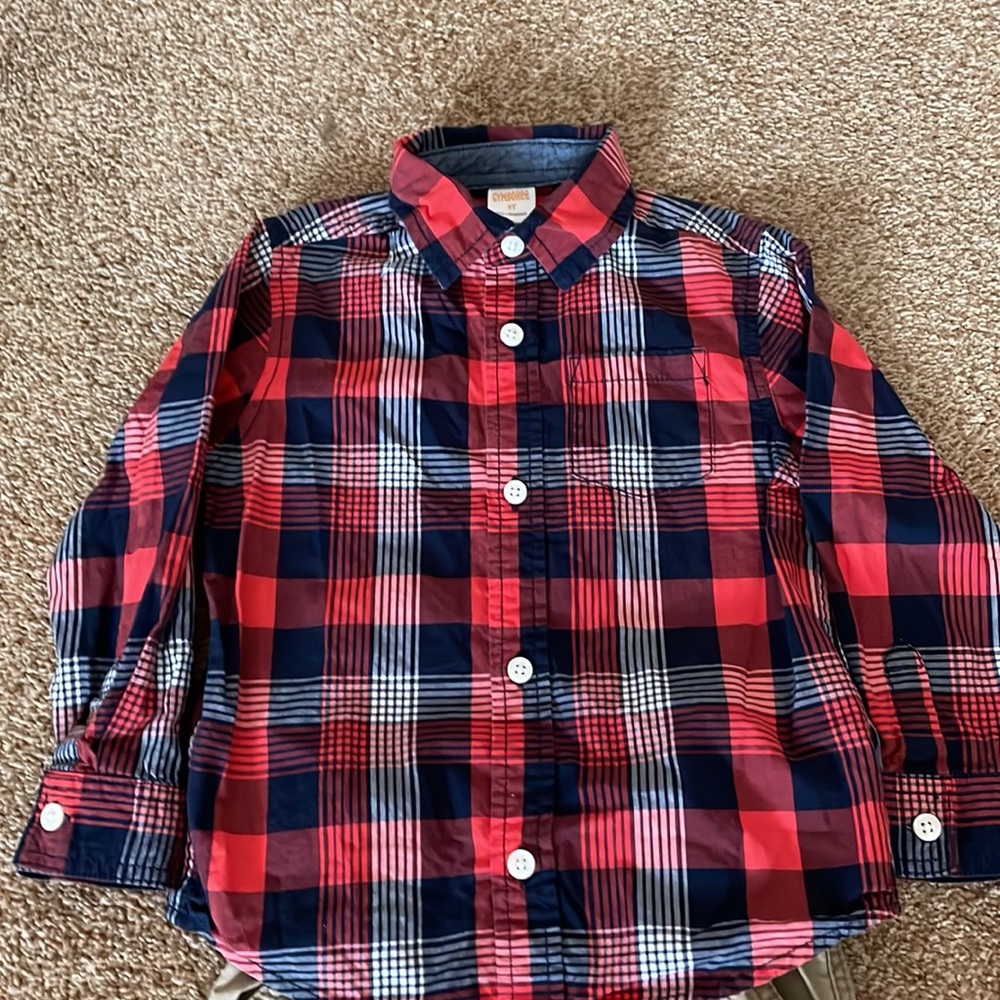Gymboree long sleeve button down plaid shirt 2T